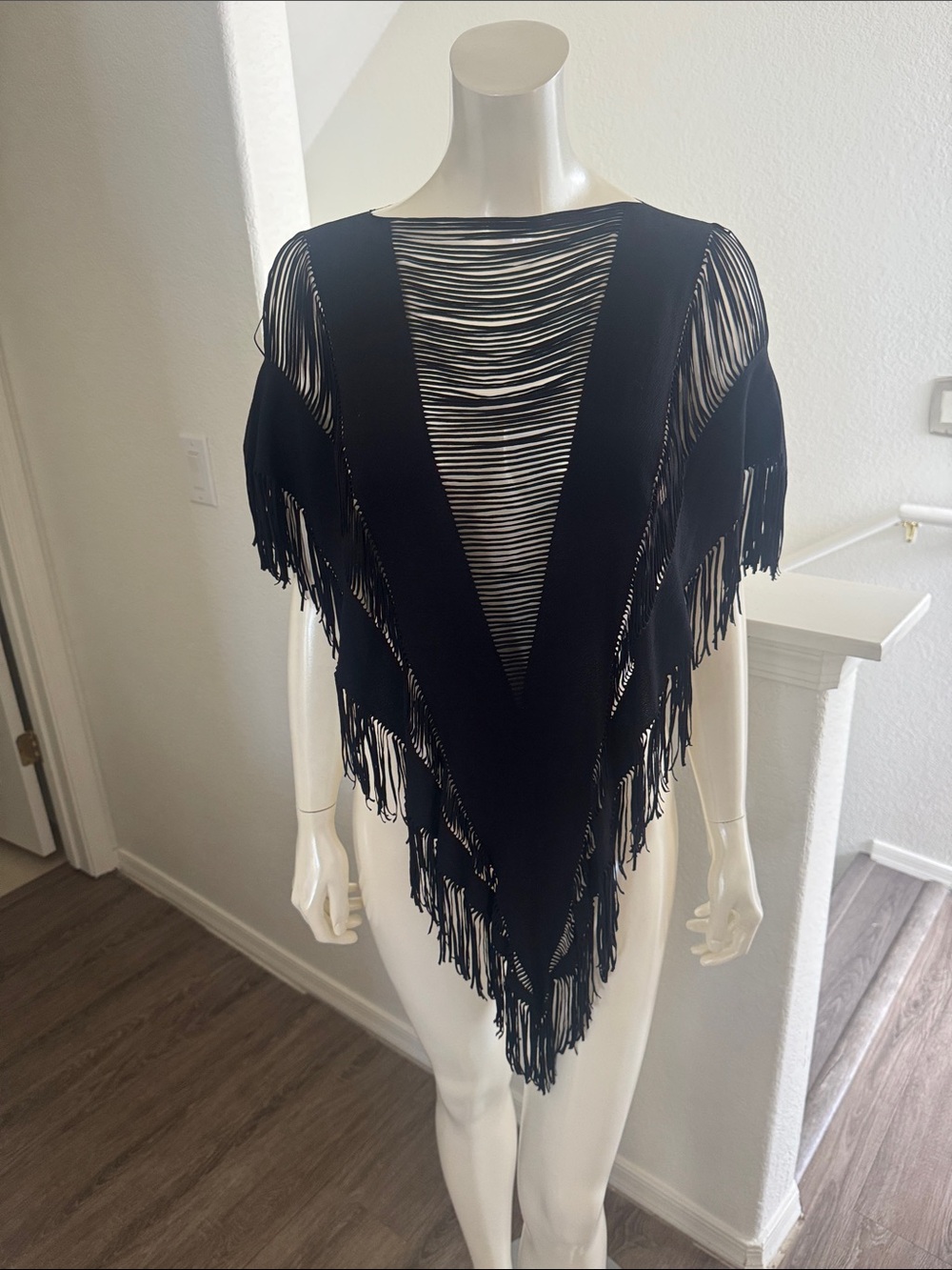 Beach Bunny Black Fringe Knit Swim Coverup